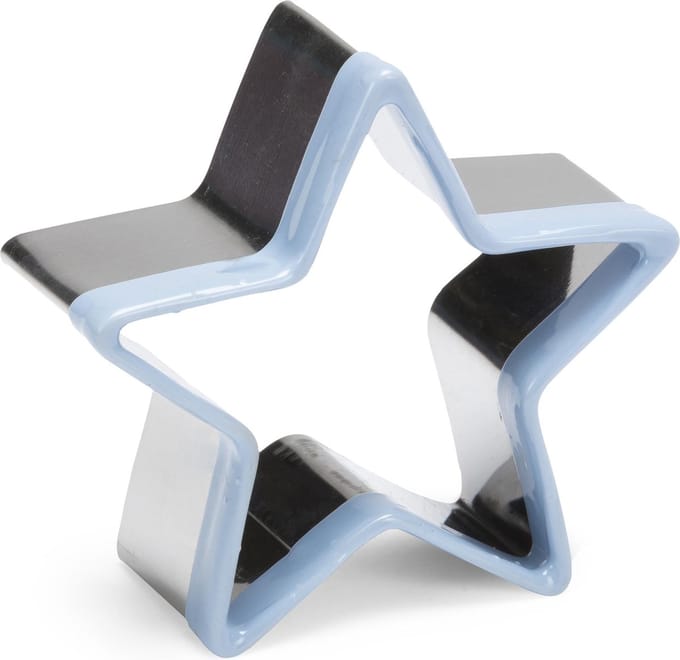 uitsteekvorm ster 6,5 x 6,5 cm rvs zilver/lichtblauw