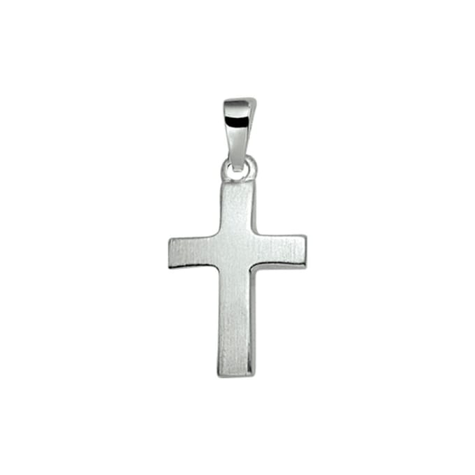 Hanger Kruis Poli/Mat Zilver Wit