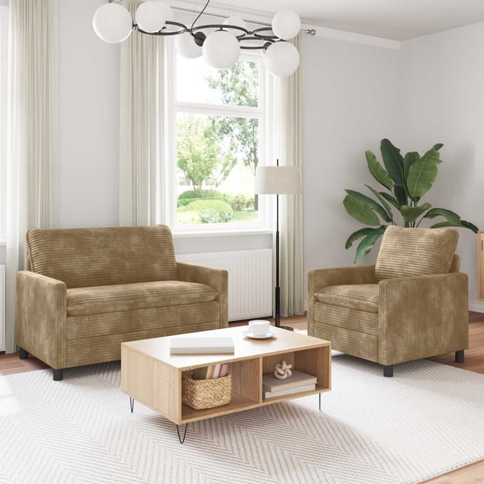 vidaXL Bankstel 2 st Taupe Polyester