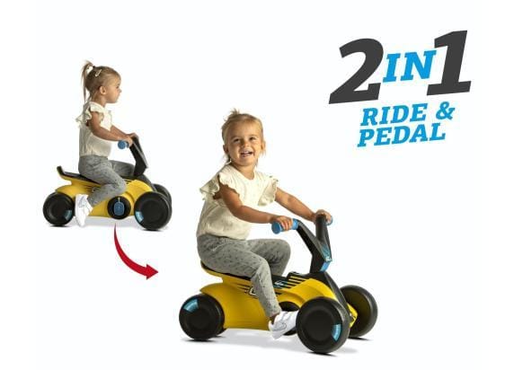BERG GO² SparX Loopauto - 10 tot 30 Maanden - Uitklapbare pedalen - Geel