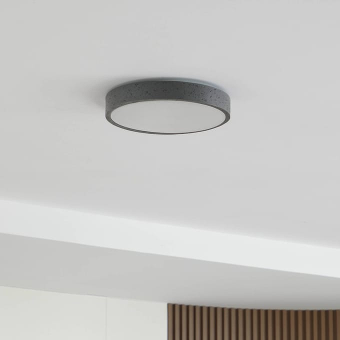 Lindby LED plafondlamp Manala, betongrijs, RGB, CCT, afstandsbediening