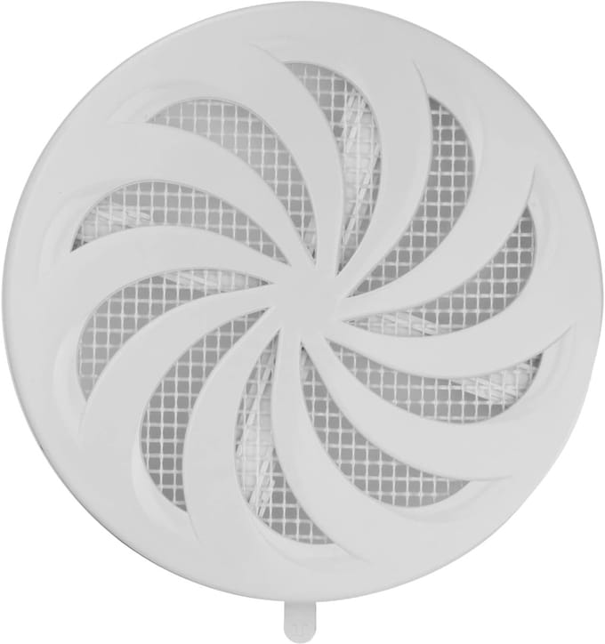 Rond Ventilatiérooster 100mm Wit & Afsluitbaar met Insetenvilter