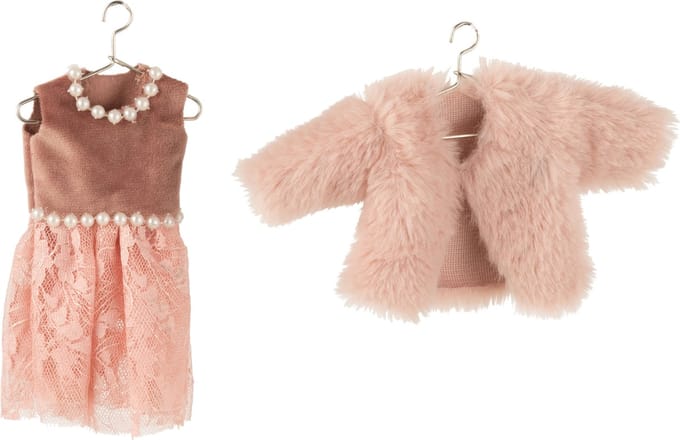 J-Line hanger Mini Vest/Kleedjes - textiel - oud/licht roze - 2 stuks