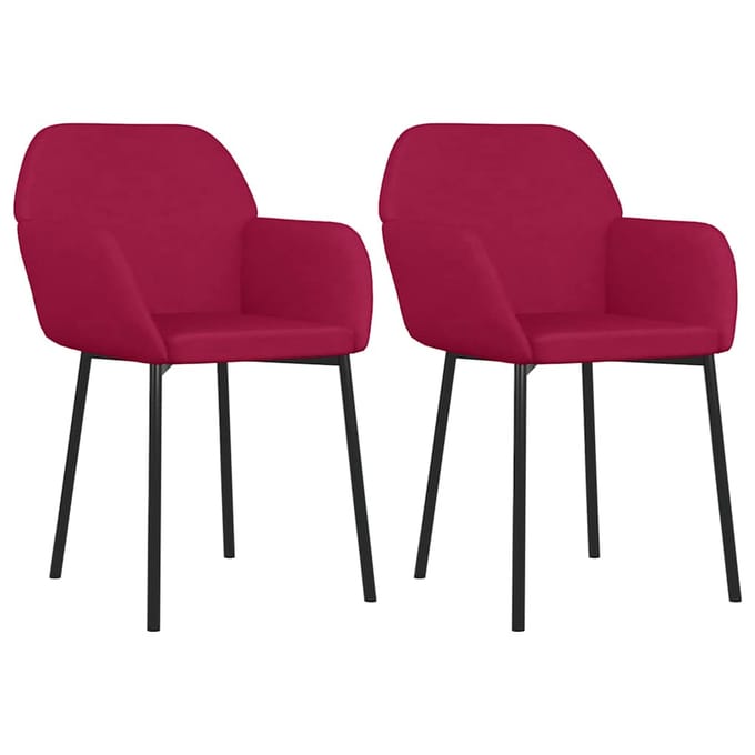 vidaXL - Eetkamerstoelen - 2 - st - fluweel - wijnrood
