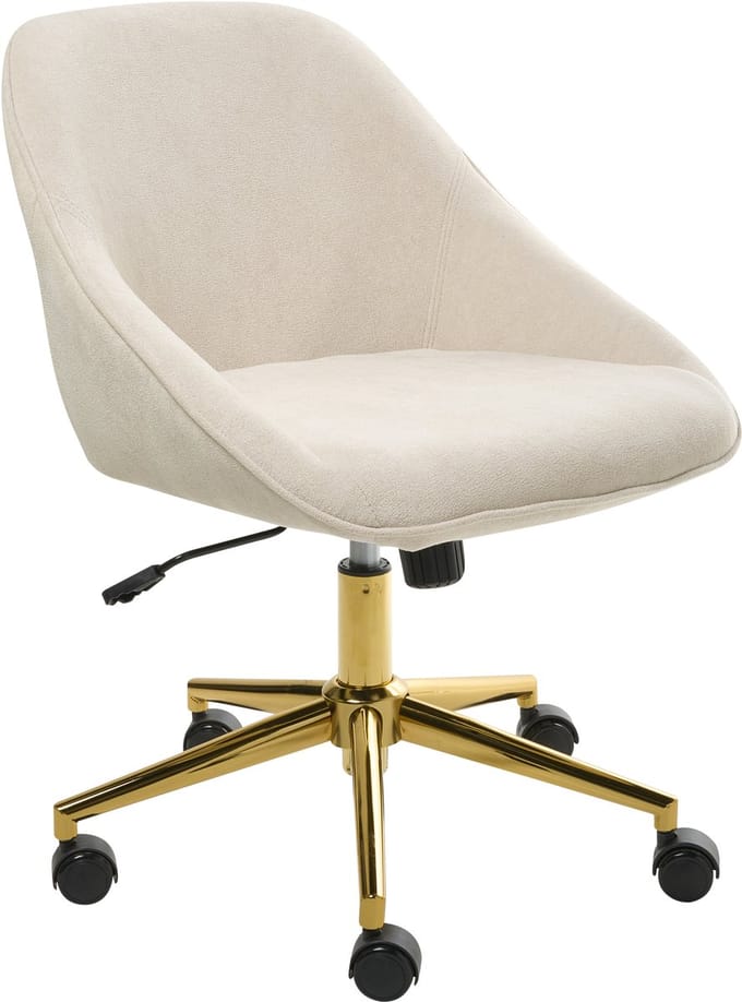 BARDSDALE - Bureaustoel - Lichtbeige - Fluweel