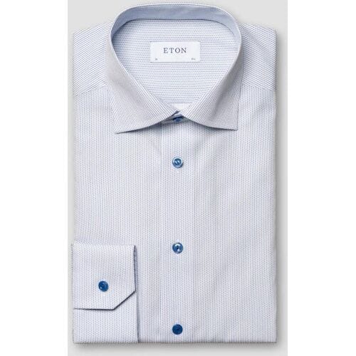 Eton Overhemd Micro Pattern Signature Poplin Blauw / male