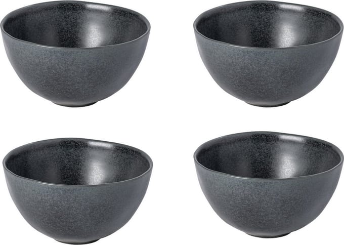 Costa Nova - livia zwart - kom - aardewerk - 15 cm rond - set van 4