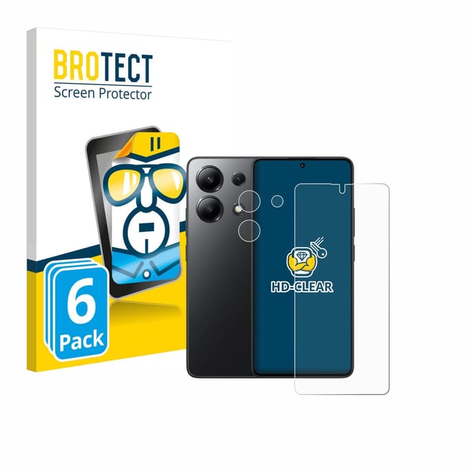 BROTECT - Screenprotector voor Xiaomi Redmi Note 13 (Voor+Camera) - Folie Beschermfolie transparant 6 Stuks