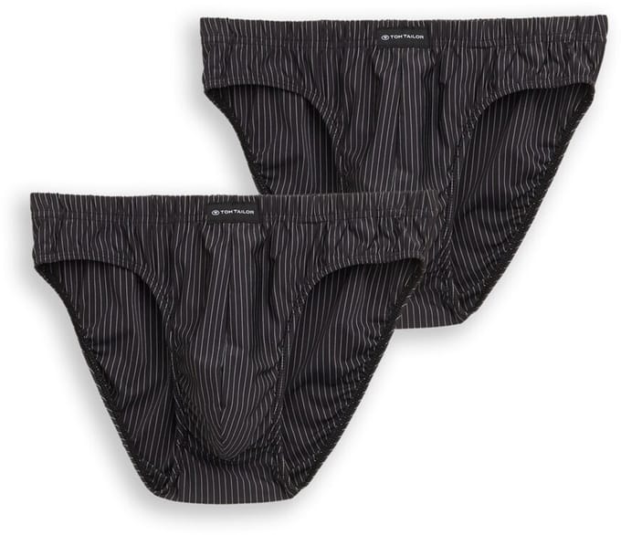 Tom Tailor - Katoenen slips in een set van 2 - Maat 7 - black-dark-stripes