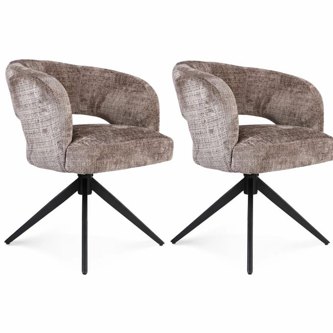 Eetkamerstoel Demi | Clay | Poot Black | Met armleuning - eetkamerstoelen set van 2