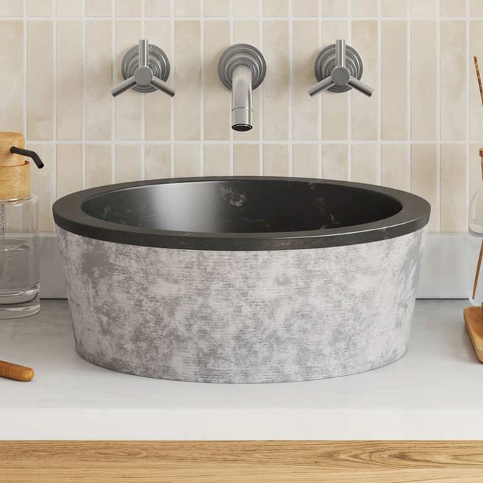 vidaXL - Gootsteen - Ø40x15 - cm - marmer - zwart