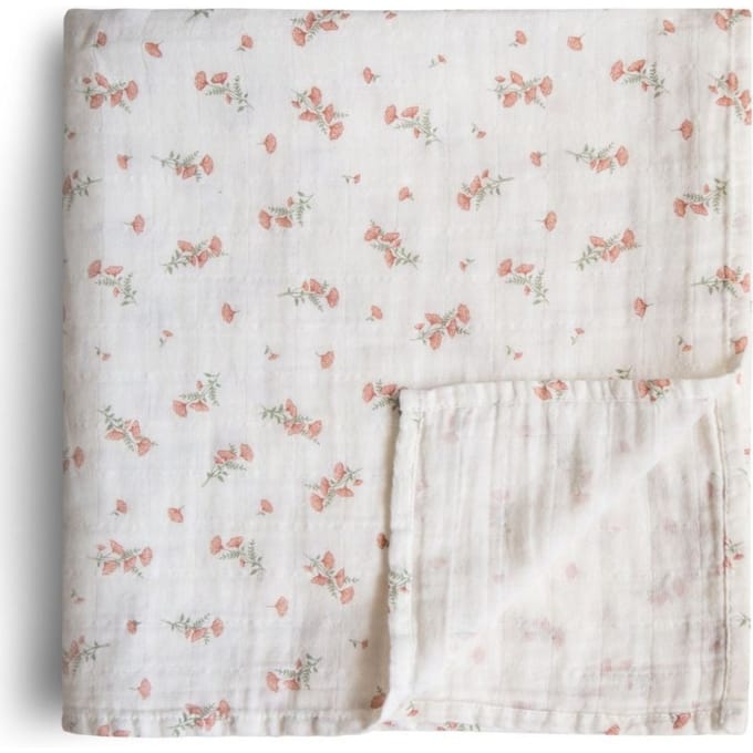 Mushie hydrofiele doek pink flower 120 x 120