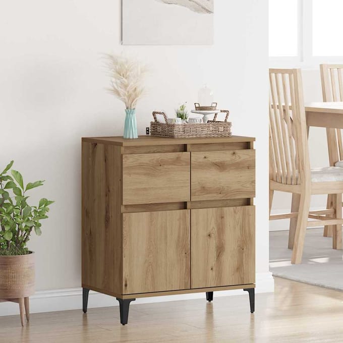 vidaXL Dressoir Artisan Eiken 60 x 35 x 70 cm Gemonteerd hout en ijzer