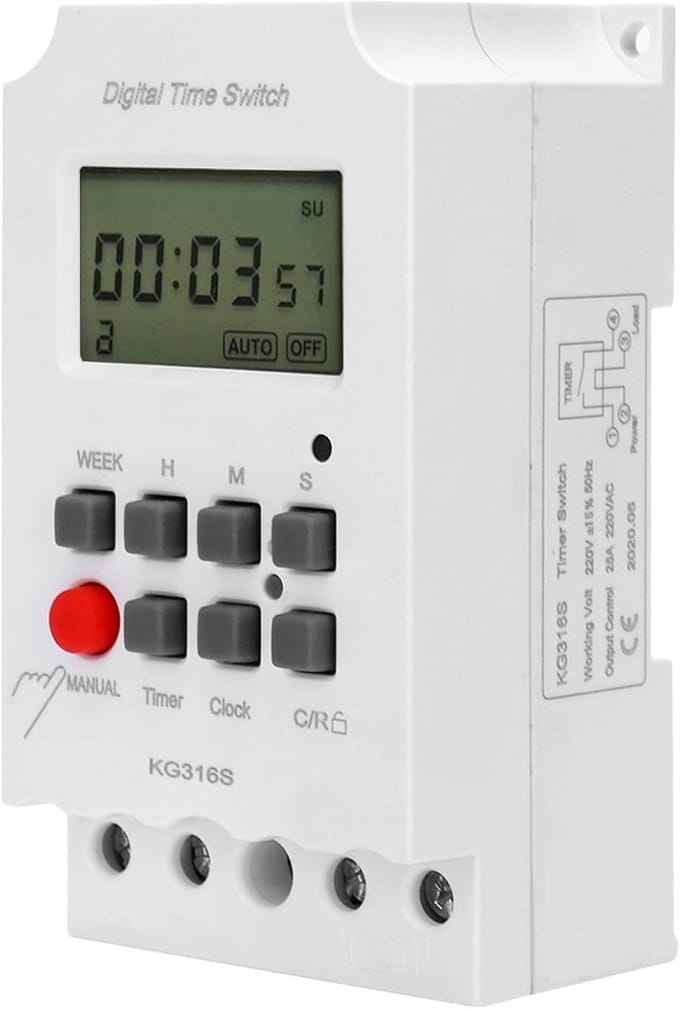 Digitale Tijdschakelaar - Programmeerbare Timer - Verlichting Automatiseren - 32 Aan-Uit Groepen - 1 seconde tot 168 uur - Grijs