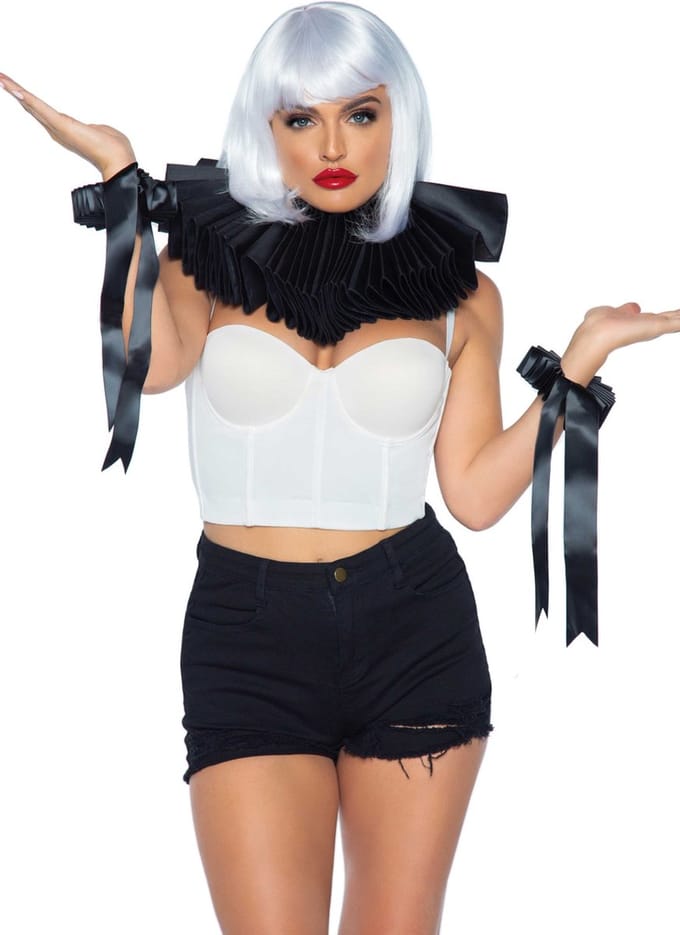 Luxe Set met Volant Kraag en Bijpassende Mouwen Dames Leg Avenue
