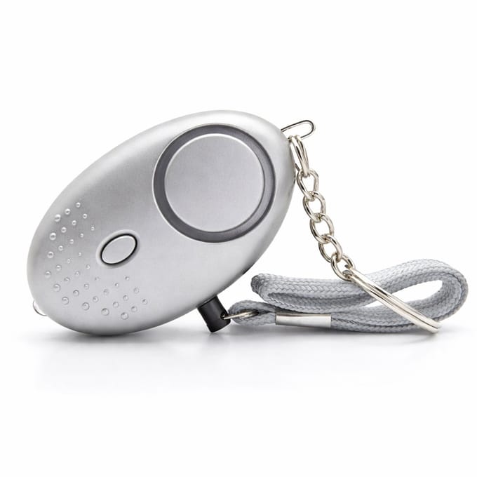 Veiligheidsalarm- zelfverdediging- 130DB geluid- sleutelhanger- Zilver