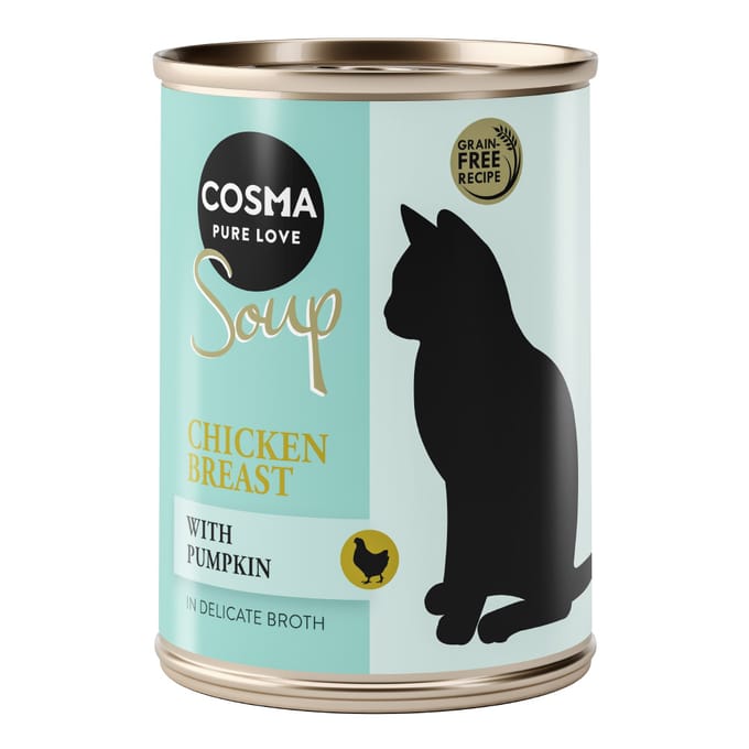 12x100g Soup Kippenborst met Pompoen Cosma Kattenvoer
