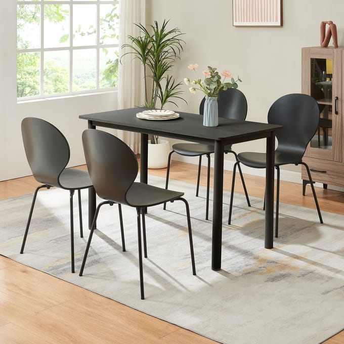 Eetkamerstoel Etne 85x48x50 cm set van 4 zwart [en.casa]