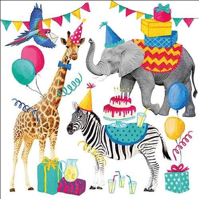 Ambiente - Lunch servetten - Animal Birthday White