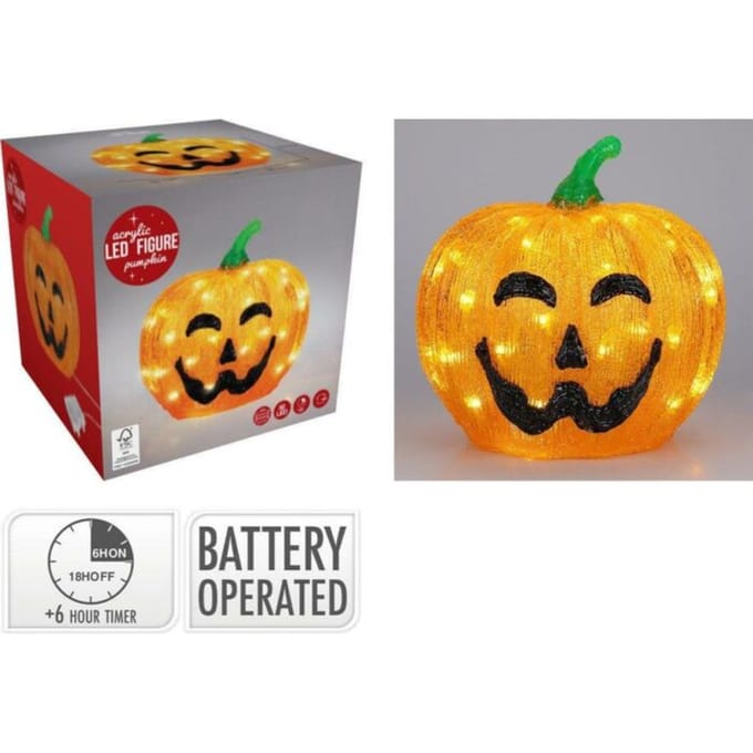 Pompoenlamp Halloween - 50 LED - Set van 4 - Ø25 cm - Oranje