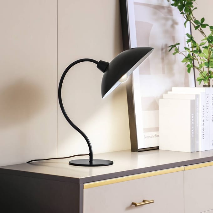 Lucande - Tafellamp - 1licht - Metaal - H: 42.75 cm - E14 - glanzend zwart, wit