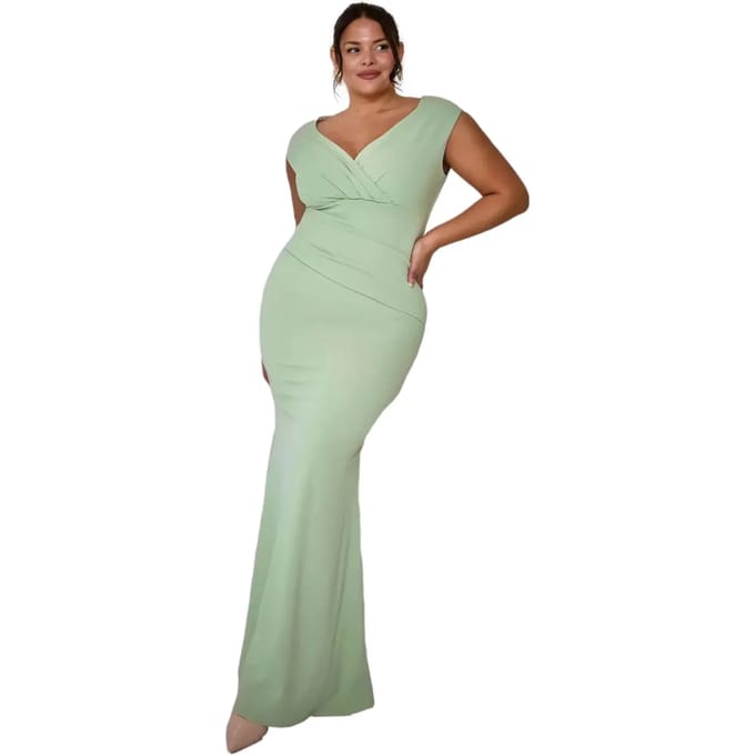 Damesjurk met plooi Goddiva Bardot Maxi