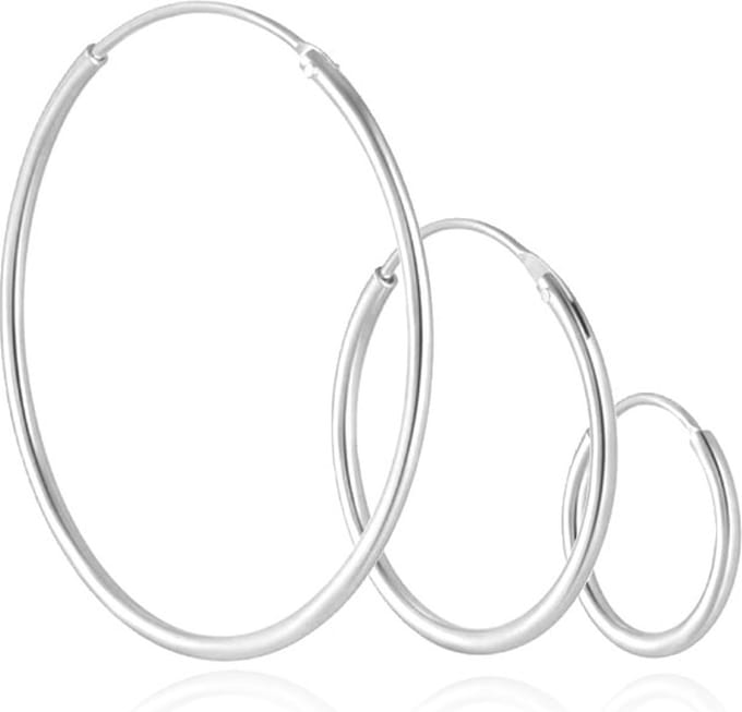 Elenza drie Zilverkleurige Hoepel Oorbellen - 12mm, 20mm, 30mm