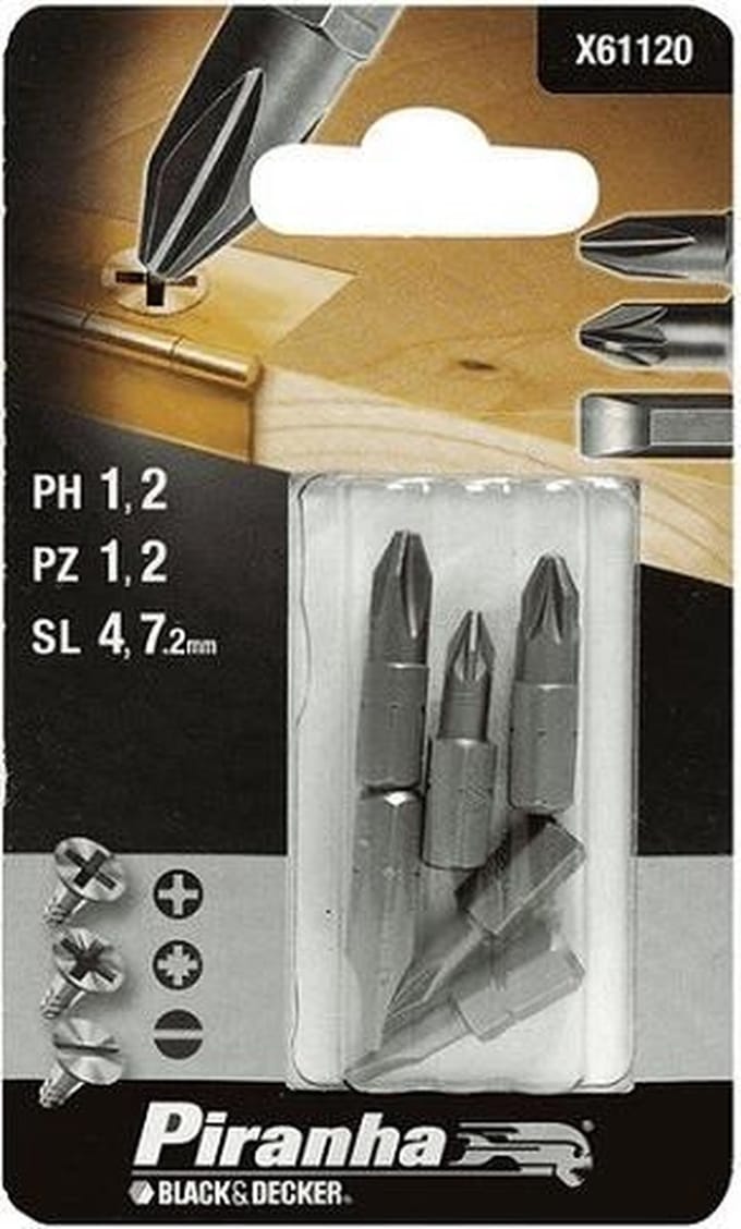 Piranha schroefbitset X61120-QZ PZ/PH/SL (6 stuks) 25mm