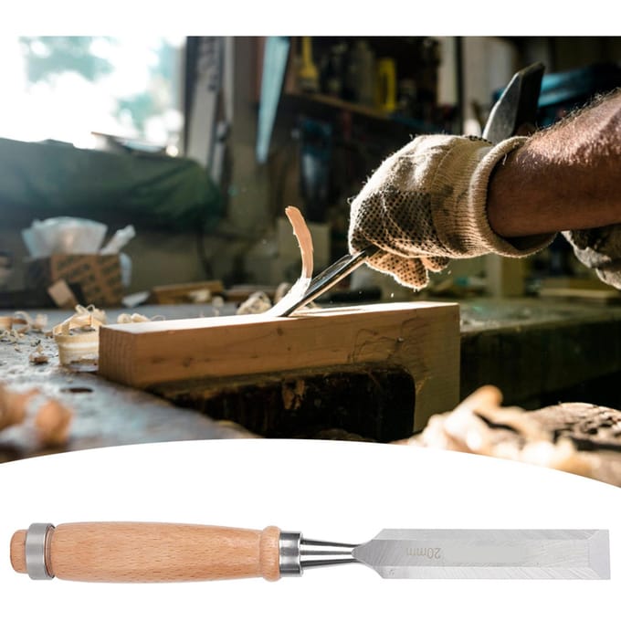 Ciseau à bois en acier allié au chrome vanadium, outil de menuiserie avec manche de 20 mm gray