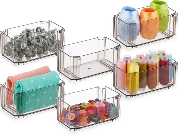 lade organizer - 6-delige set - kunststof bakjes - stapelbaar - bureau - sorteerbak