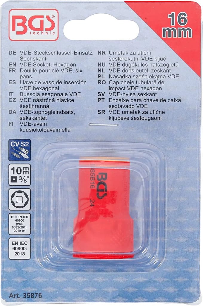 BGS VDE dopsleutel, zeskant - 3/8 - 16 mm