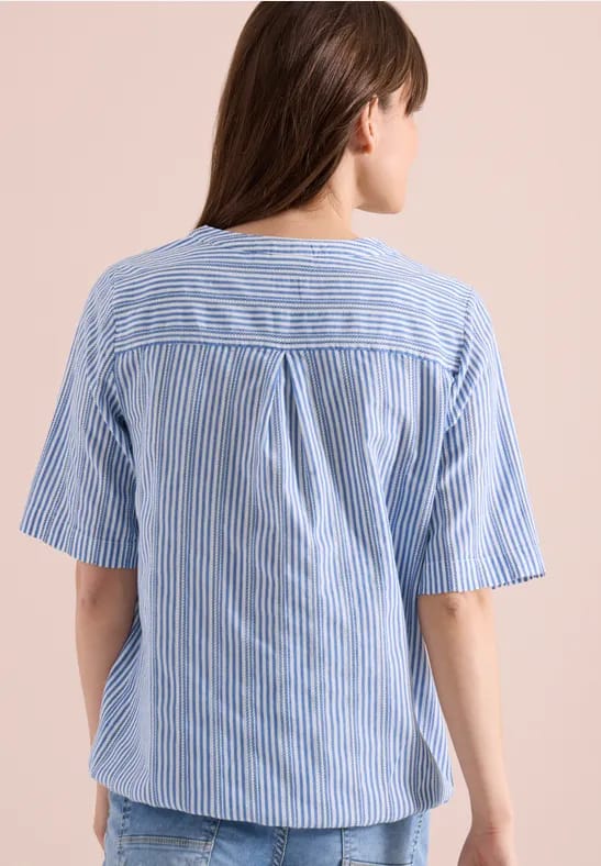 Blouse met gespleten hals en strepen