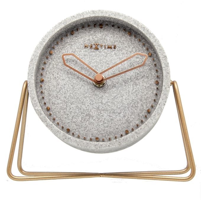 NeXtime Cross Table – Tafelklok – 17.5 × 15.5 × 5 cm – Polyresin – Grijs