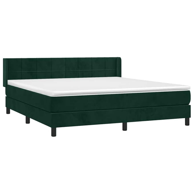 vidaXL - Boxspring - met - matras - fluweel - donkergroen - 160x200 - cm