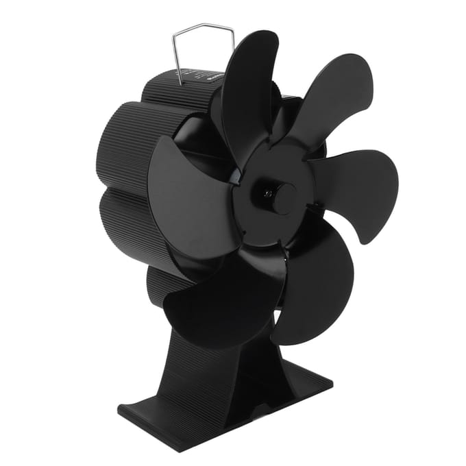 Zwarte 6-blads warmte-aangedreven kachelventilator thermodynamisch aangedreven open haardventilator voor warmteafvoer black