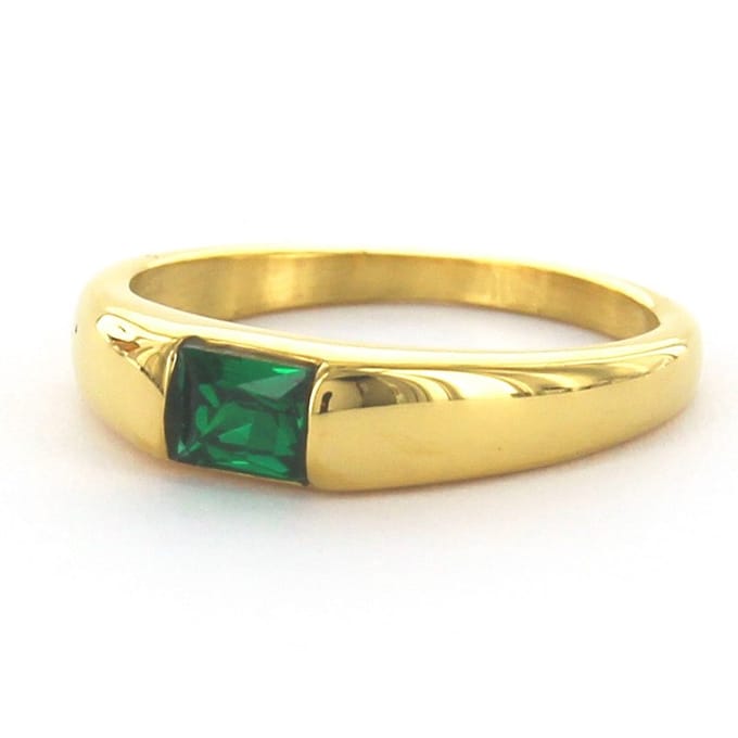 Kalli Ring (Sieraad) Gezette Steen Groen Maat 16 Goud