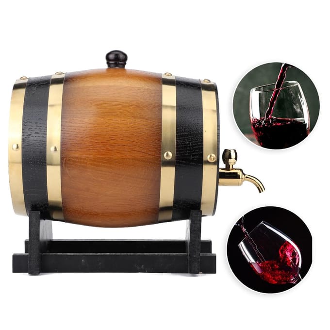 Tonneau à vin rouge en bois de chêne de grande capacité, style rétro, 3 L, pour la maison gray