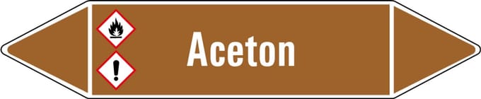 Aceton leidingmarkering op vel 252 x 52 mm - 3 per vel