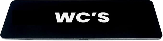 Deurbordje met tekst wc's - Zwart/wit - Formaat 150 x 50 mm x 1,6mm - incl. plakstrip
