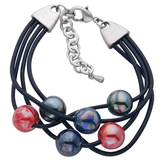 Behave - Armband imitatieleer - multikleur kralen - creatief accent