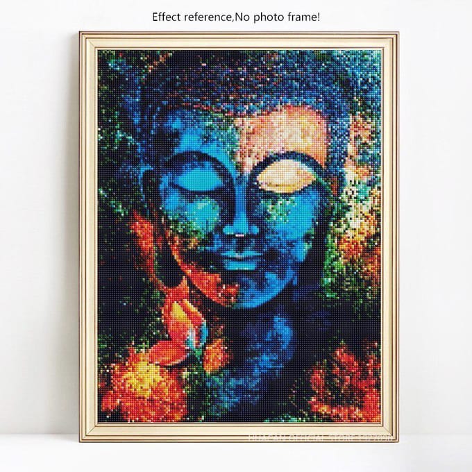 Peinture Diamant Pierres Rondes Portrait Broderie Diamant Affichage Complet Image d'Icône 20X30 blue