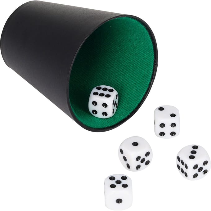Dobbelbeker 9 cm inclusief 5 dobbelstenen