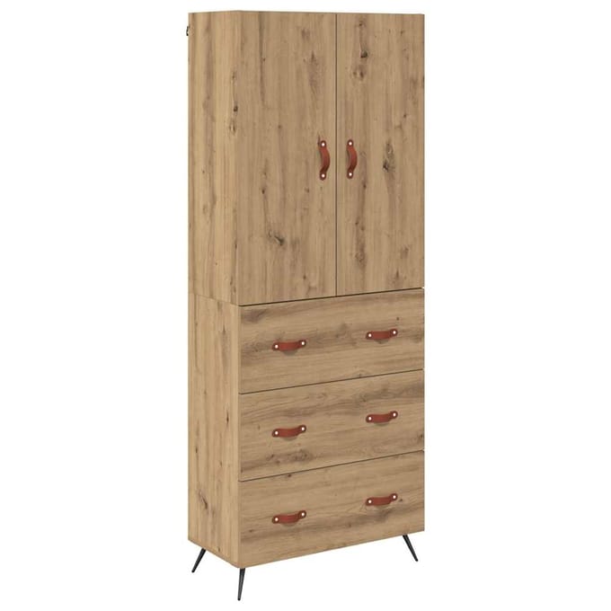 vidaXL Highboard Artisan Eiken 69,5 x 34 x 180 cm Bewerkt hout