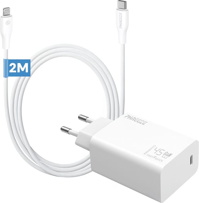 Phreeze usb C oplader met kabel geschikt voor iPhone en iPad met Lightning kabel 2 meter - Power Delivery snellader