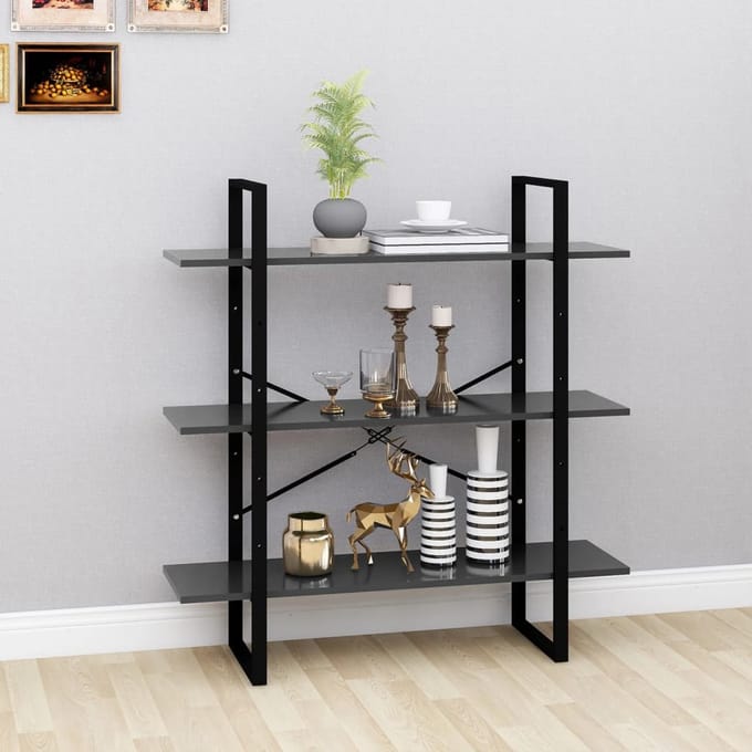 vidaXL - Boekenkast - 100x30x105 - cm - bewerkt - hout - grijs