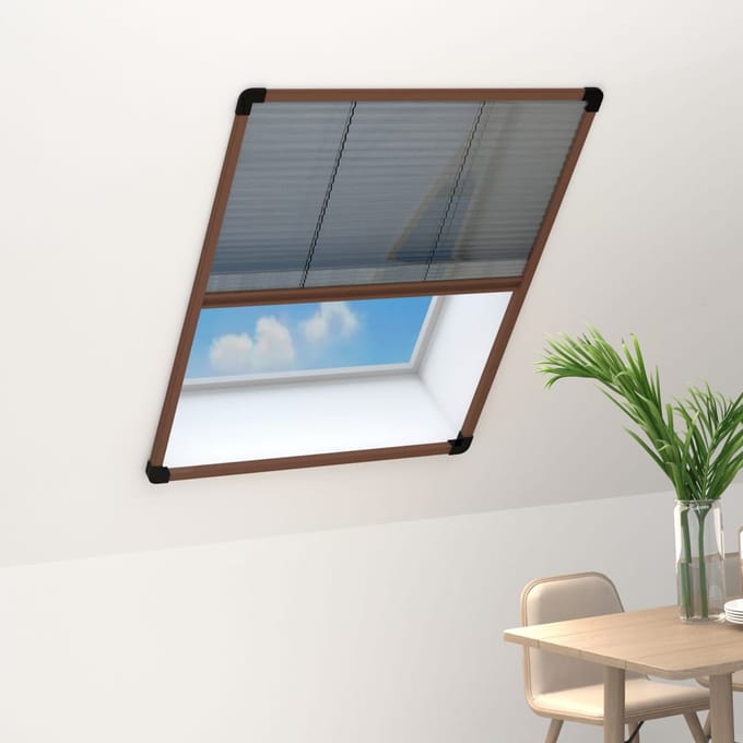 Store plissé anti-insectes pour fenêtres Aluminium Marron 60 x 80 cm