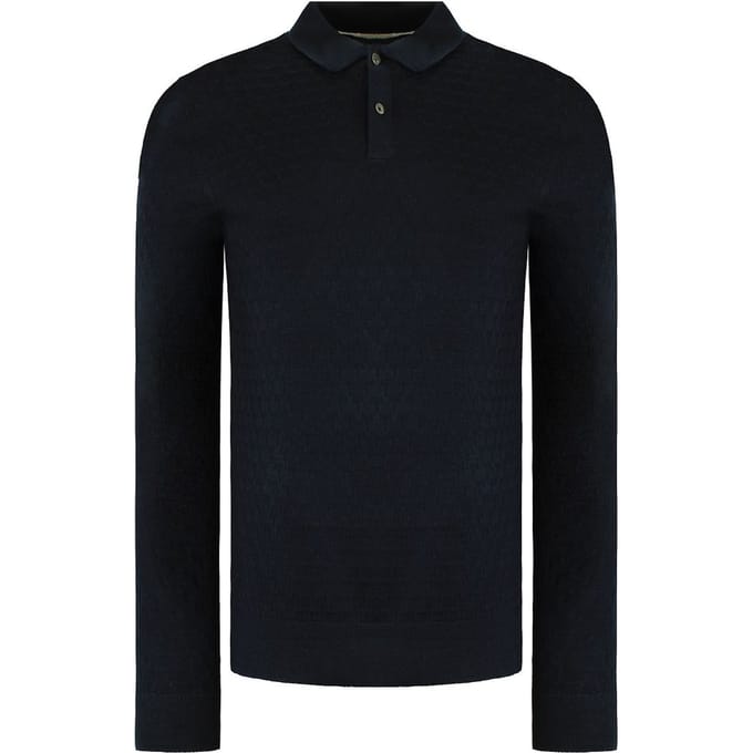 Ted Baker Morar Heren Navy Gebreid Polo Shirt