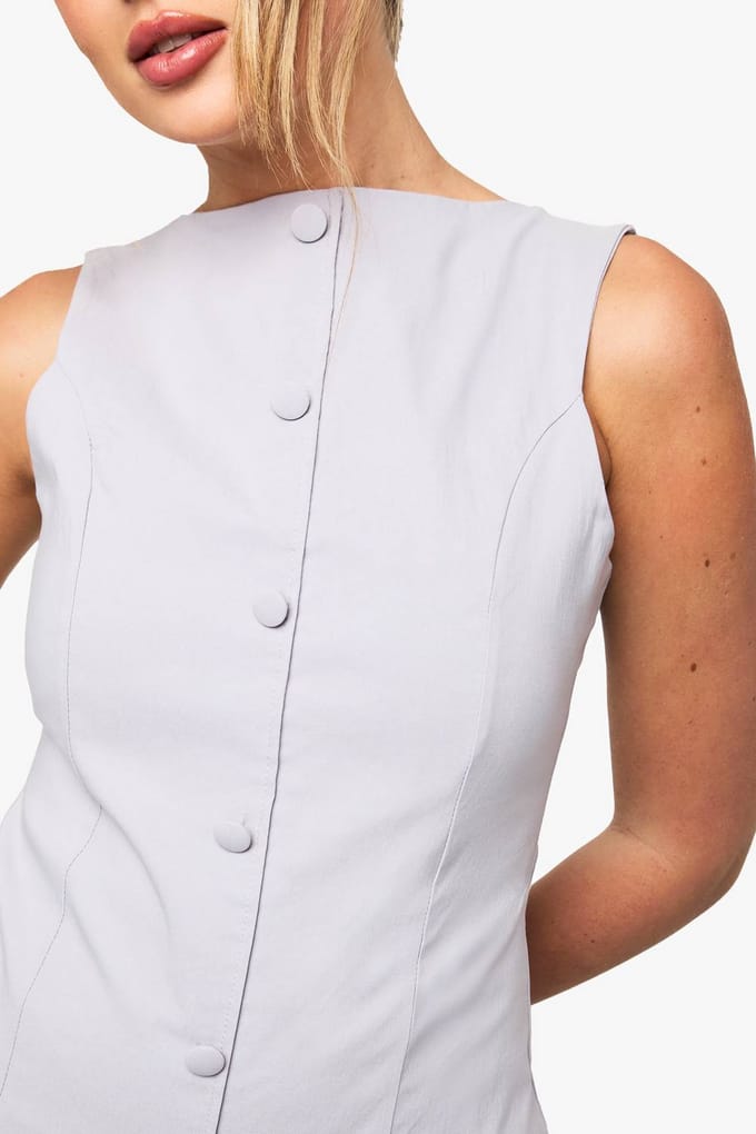 boohoo Dames Superstretch getailleerd lang vest | Taupe | Maat: 36