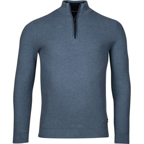 Baileys Trui Half Zip Structure Knit Denim Blue / male