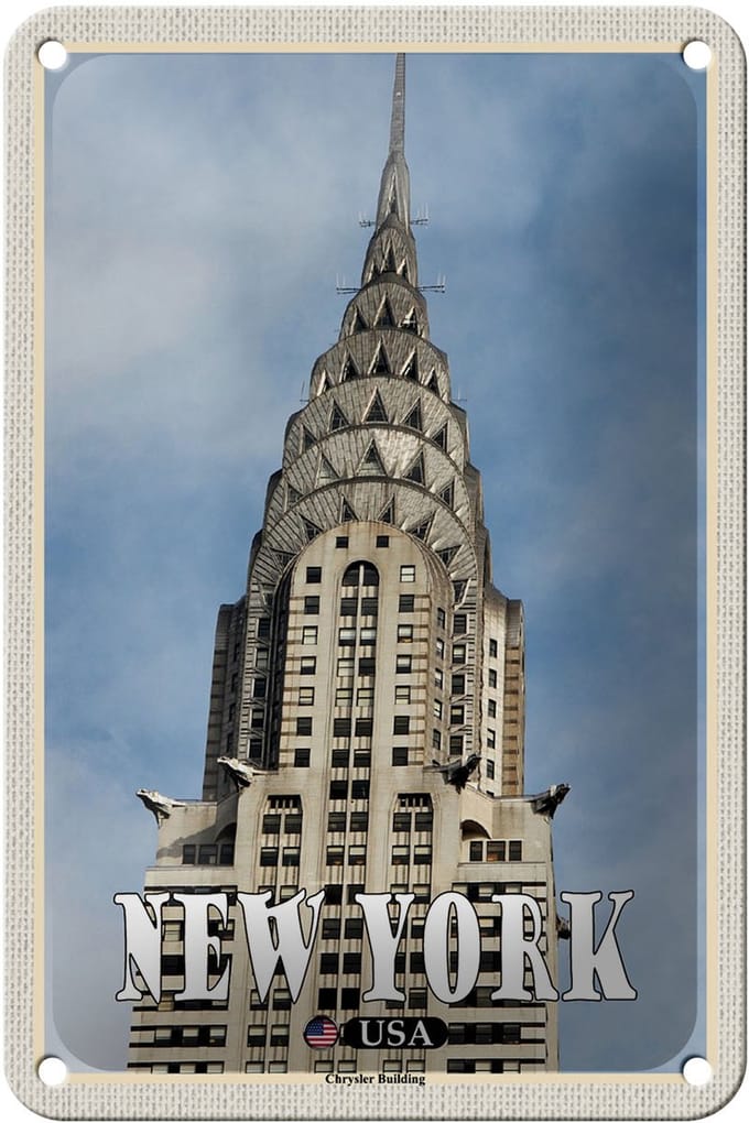 Blechschild Reise 12x18cm New York Chrysler Building Wolkenkratzer